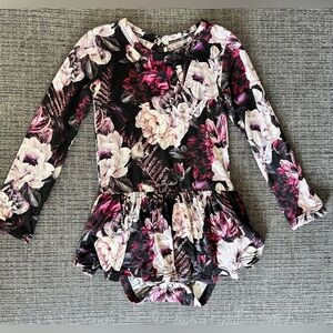 Little Bum Bums Dark Floral Long Sleeve Twirl Bodysuit - 6-12Months